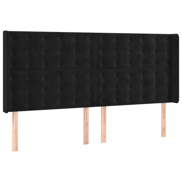 Tăblie de pat cu LED, negru, 183x16x118/128 cm, catifea - WALTI WALTI