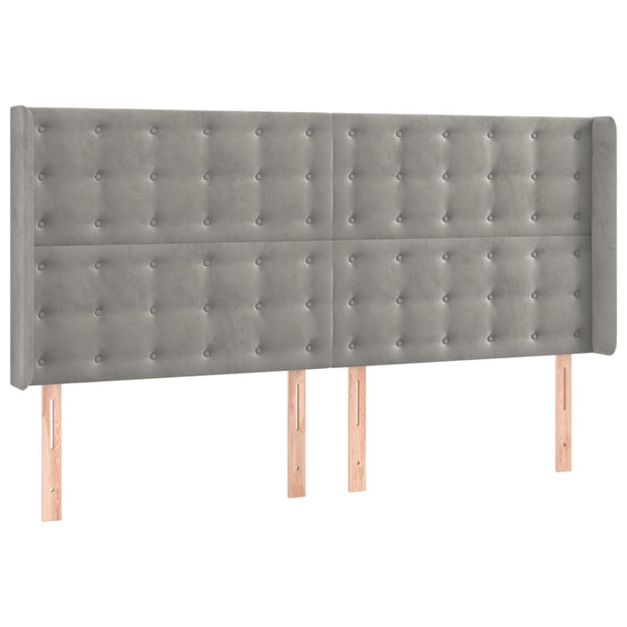 Tăblie de pat cu LED, gri deschis, 203x16x118/128 cm, catifea - WALTI WALTI