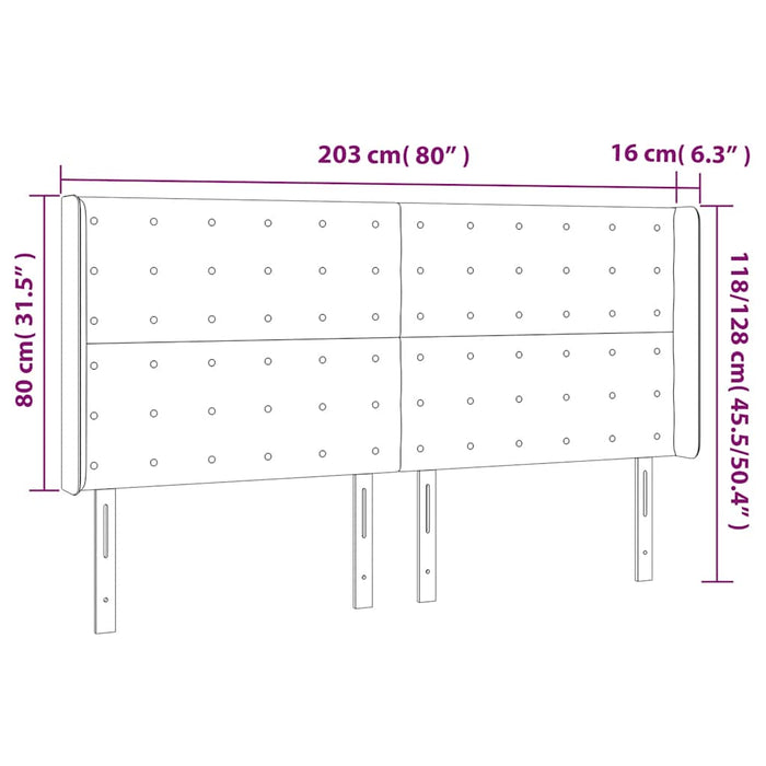 Tăblie de pat cu LED, albastru închis, 203x16x118/128cm catifea - WALTI WALTI