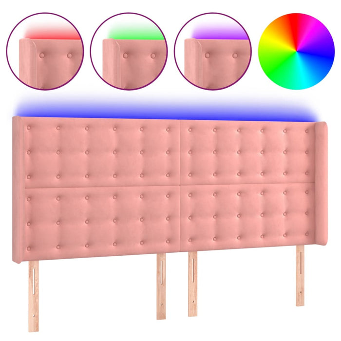 Tăblie de pat cu LED, roz, 203x16x118/128 cm, catifea - WALTI WALTI