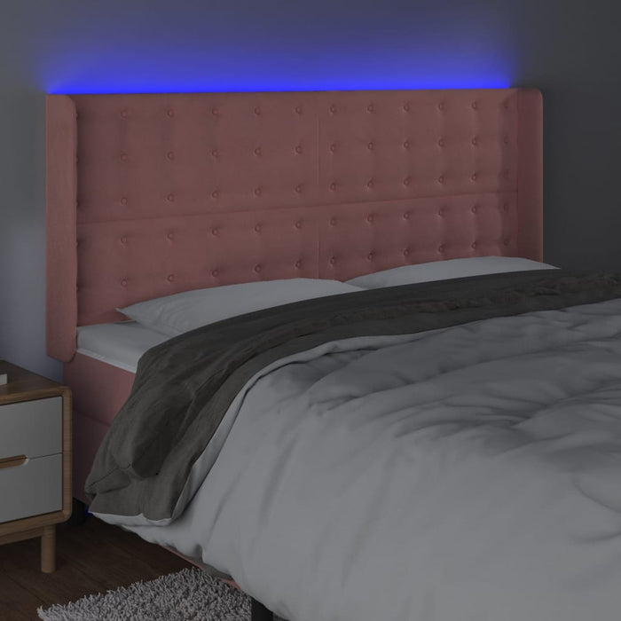 Tăblie de pat cu LED, roz, 203x16x118/128 cm, catifea - WALTI WALTI