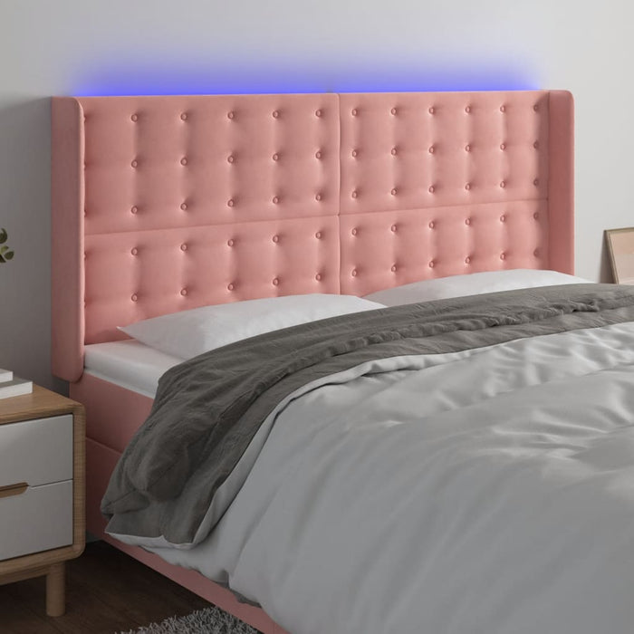 Tăblie de pat cu LED, roz, 203x16x118/128 cm, catifea - WALTI WALTI