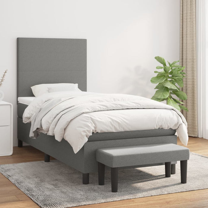 Pat box spring cu saltea, gri închis, 80x200 cm, textil - WALTI WALTI