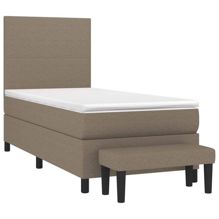 Pat box spring cu saltea, gri taupe, 80x200 cm, textil WALTI