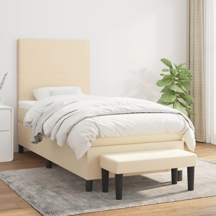 Pat box spring cu saltea, crem, 80x200 cm, textil - WALTI WALTI