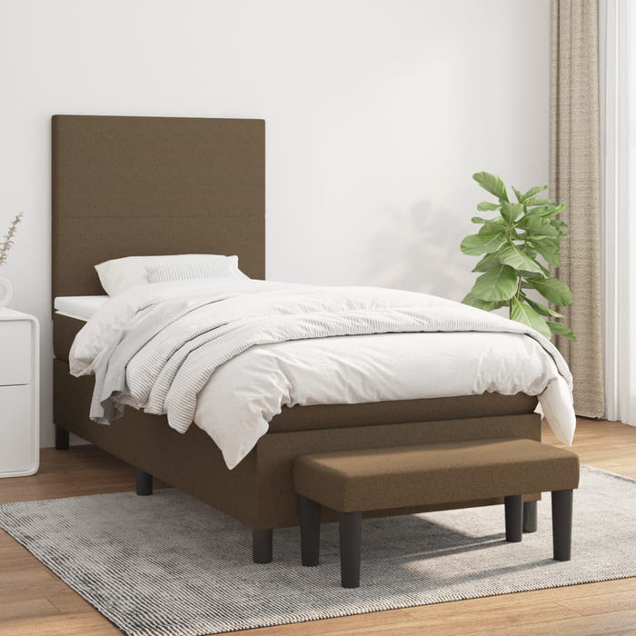 Pat box spring cu saltea, maro închis, 90x190 cm, textil - WALTI WALTI