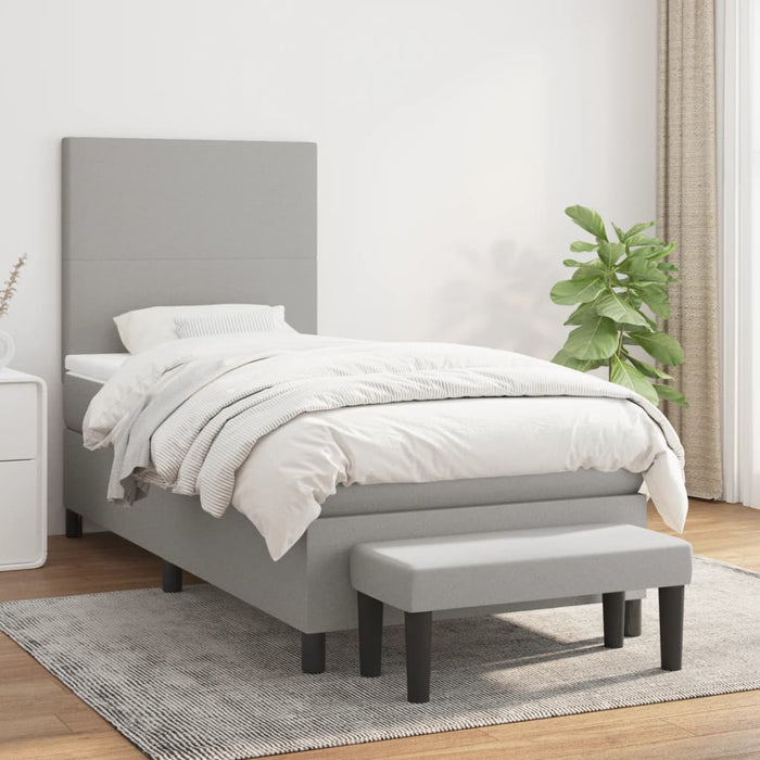 Pat box spring cu saltea, gri deschis, 90x200 cm, textil - WALTI WALTI