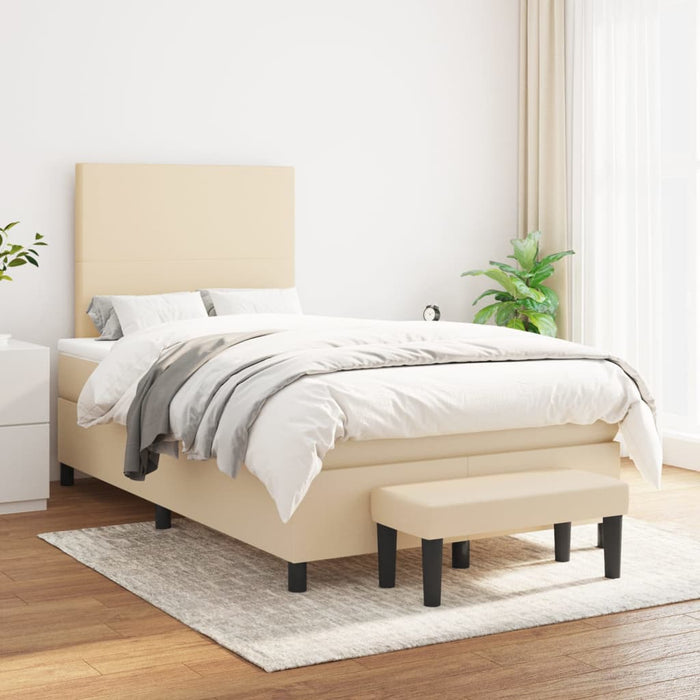 Pat box spring cu saltea, crem, 120x200 cm, textil - WALTI WALTI