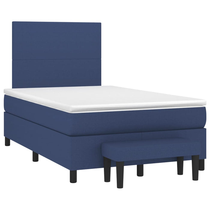 Pat box spring cu saltea, albastru, 120x200 cm, textil WALTI