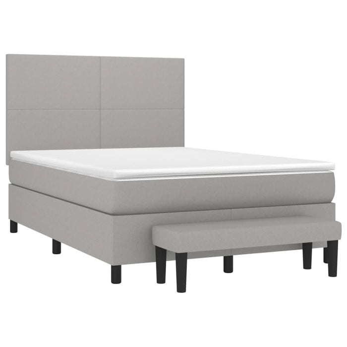 Pat box spring cu saltea, gri deschis, 140x190 cm, textil - WALTI WALTI