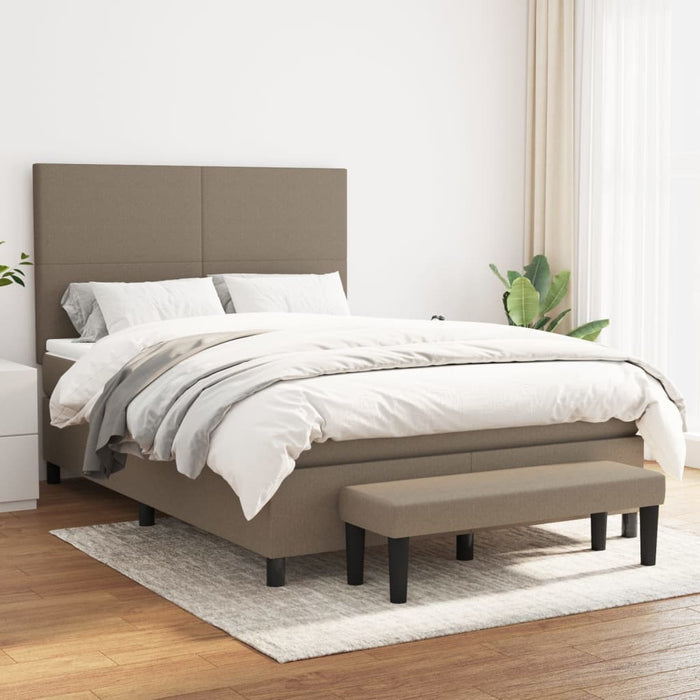 Pat box spring cu saltea, gri taupe, 140x200 cm, textil - WALTI WALTI