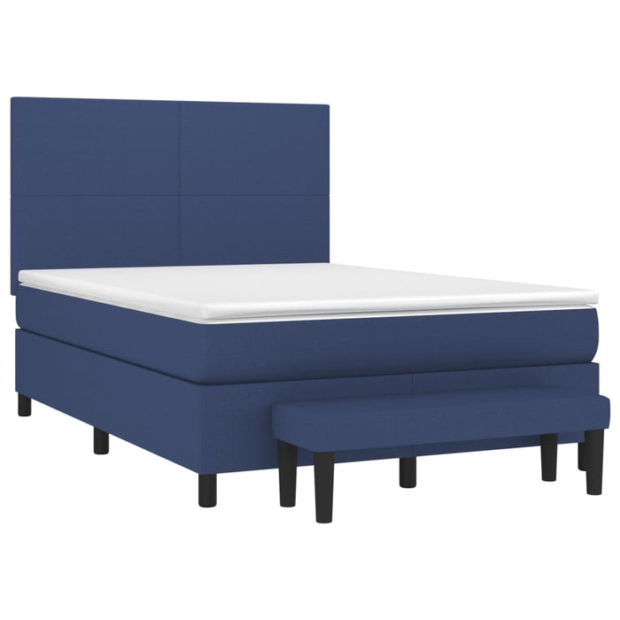 Pat box spring cu saltea, albastru, 140x200 cm, textil - WALTI WALTI