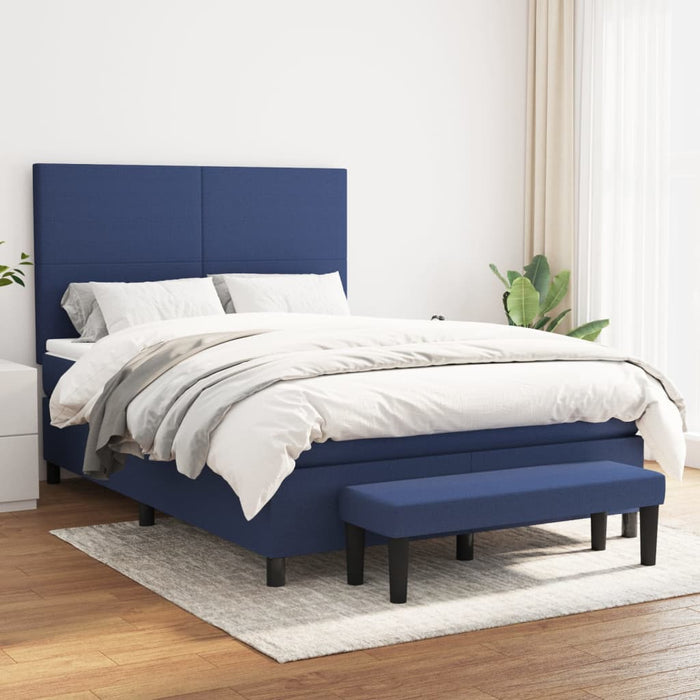 Pat continental cu saltea, albastru, 140x200cm, material textil - WALTI WALTI