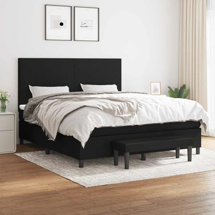 Pat box spring cu saltea, negru, 160x200 cm, textil - WALTI WALTI