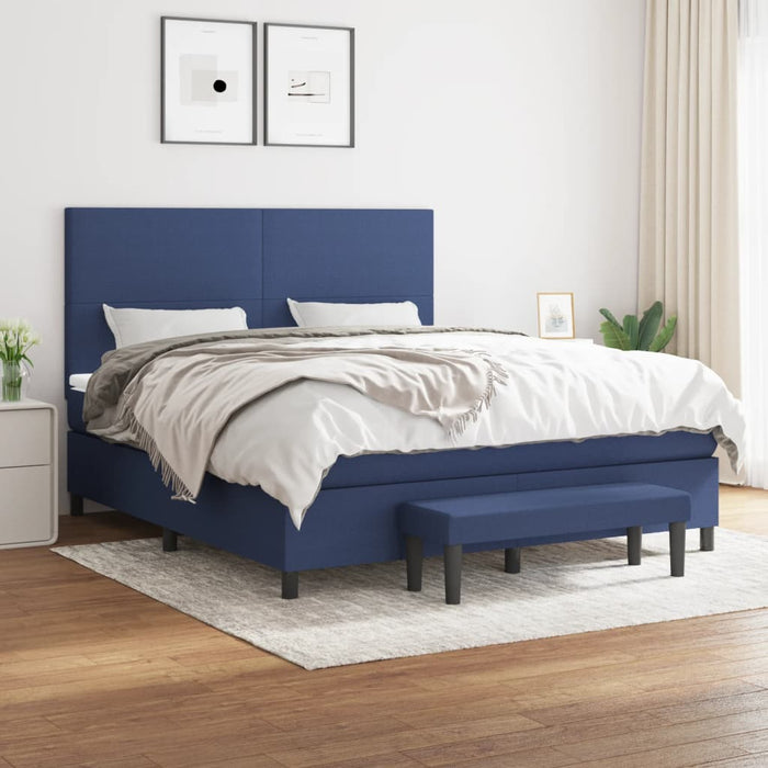 Pat continental cu saltea, albastru, 160x200cm, material textil - WALTI WALTI