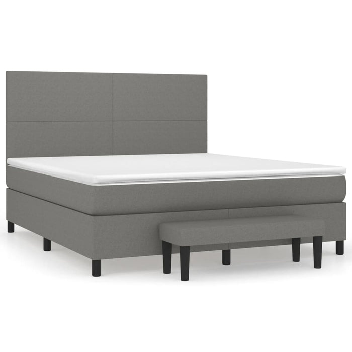 Pat box spring cu saltea, gri închis, 180x200 cm, textil - WALTI WALTI