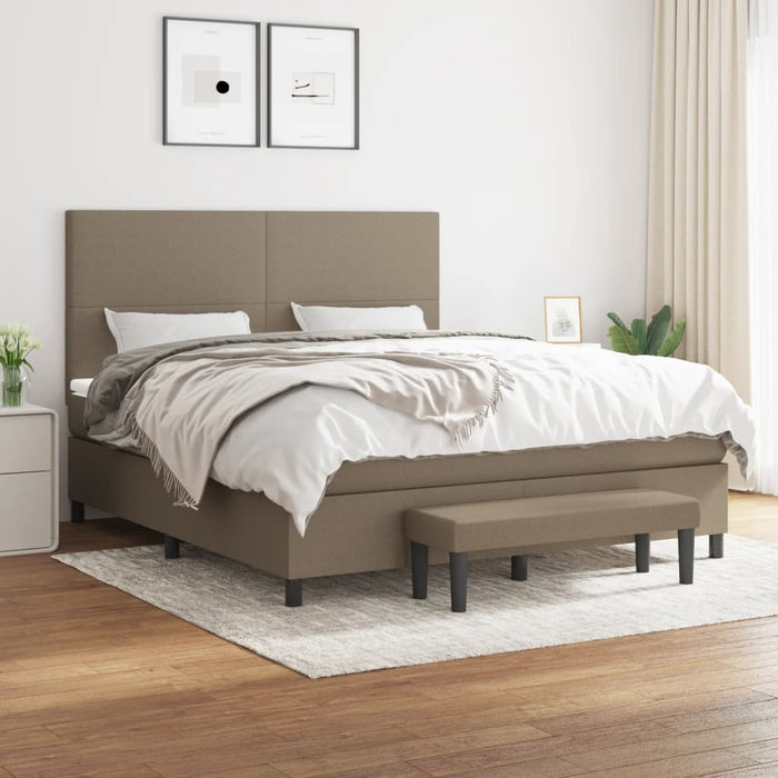 Pat continental cu saltea, gri taupe, 180x200 cm, textil - WALTI WALTI