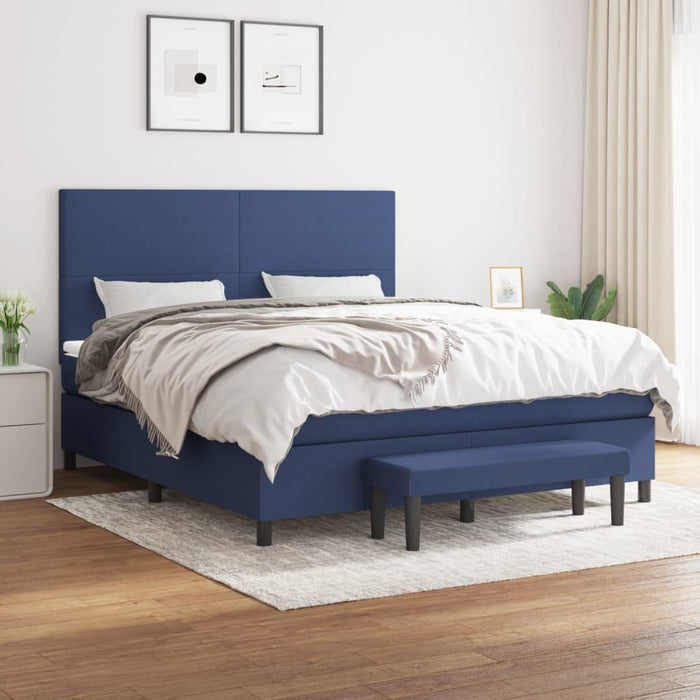 Pat box spring cu saltea, albastru, 180x200 cm, material textil - WALTI WALTI