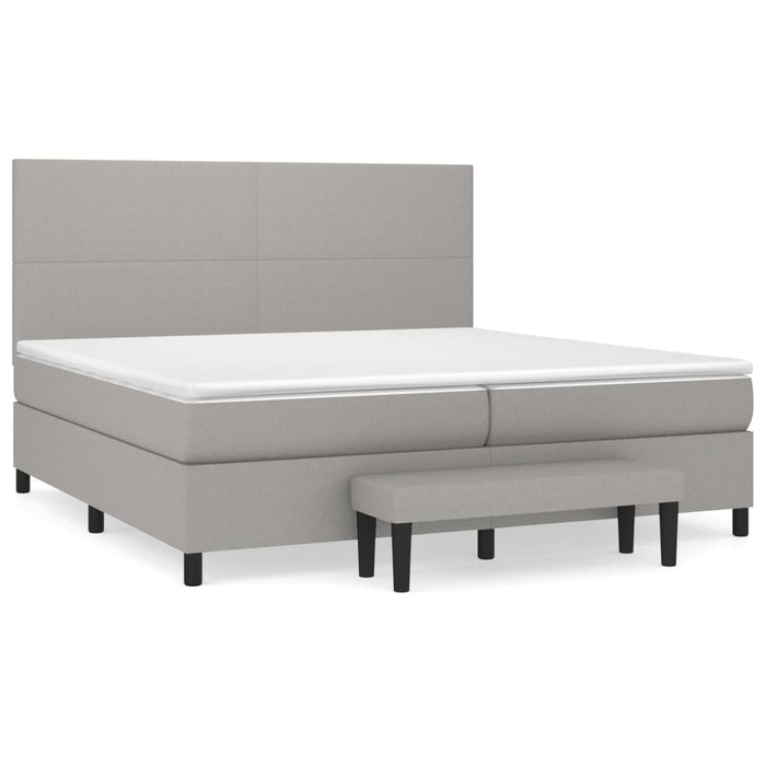 Pat box spring cu saltea, gri deschis, 200x200 cm, textil - WALTI WALTI