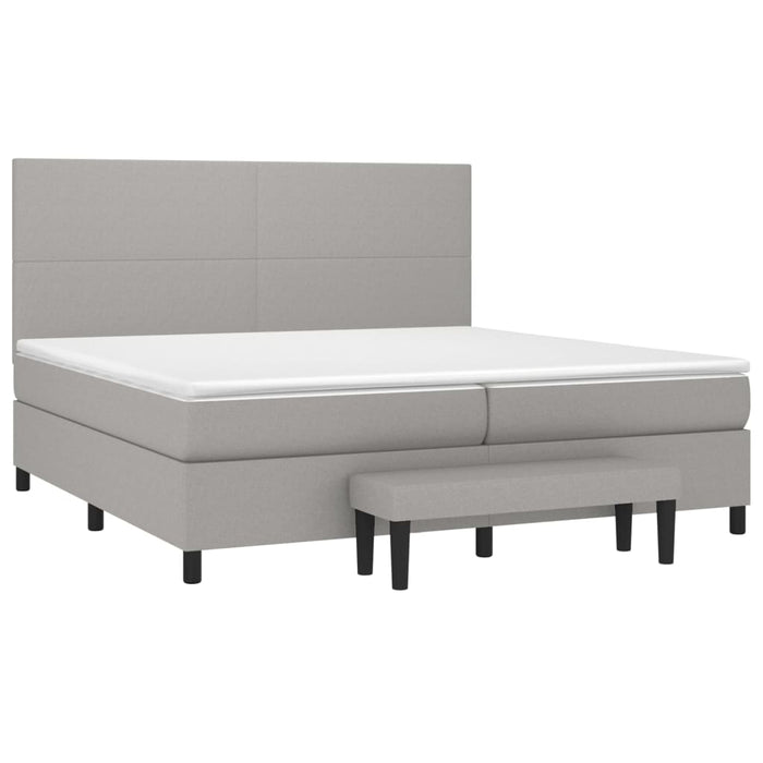 Pat box spring cu saltea, gri deschis, 200x200 cm, textil - WALTI WALTI
