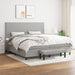 Pat box spring cu saltea, gri deschis, 200x200 cm, textil - WALTI WALTI