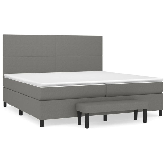 Pat box spring cu saltea, gri închis, 200x200 cm, textil - WALTI WALTI