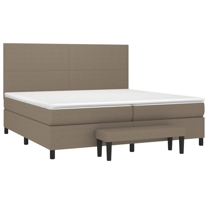 Pat box spring cu saltea, gri taupe, 200x200 cm, textil WALTI