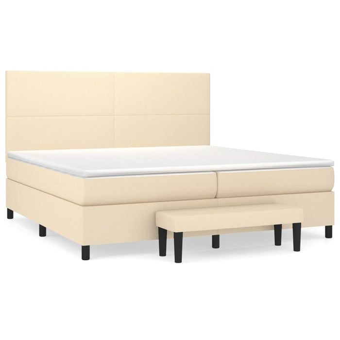 Pat box spring cu saltea, crem, 200x200 cm, textil - WALTI WALTI