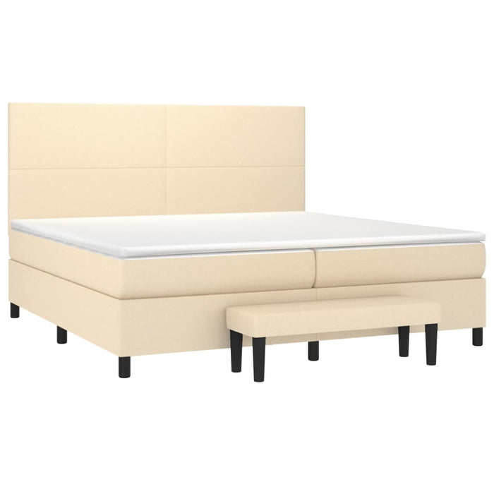 Pat box spring cu saltea, crem, 200x200 cm, textil - WALTI WALTI