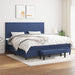 Pat box spring cu saltea, albastru, 200x200 cm, textil - WALTI WALTI
