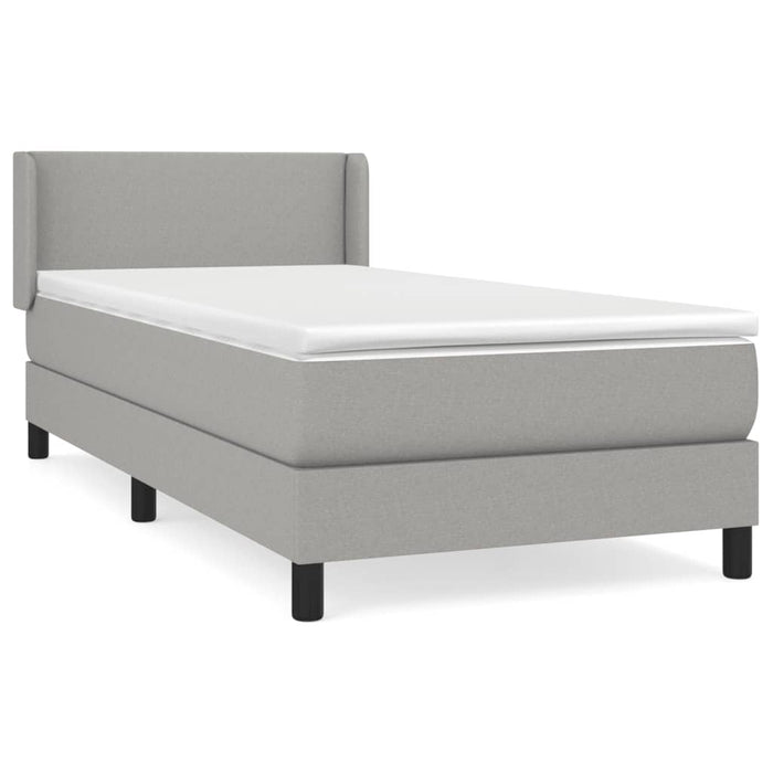 Pat box spring cu saltea, gri deschis, 90x190 cm, textil - WALTI WALTI