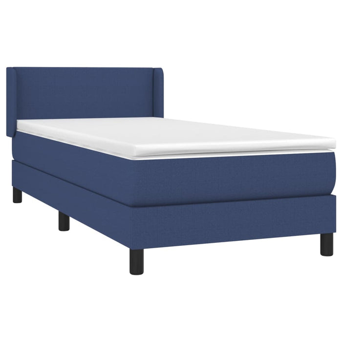 Pat box spring cu saltea, albastru, 90x190 cm, textil - WALTI WALTI