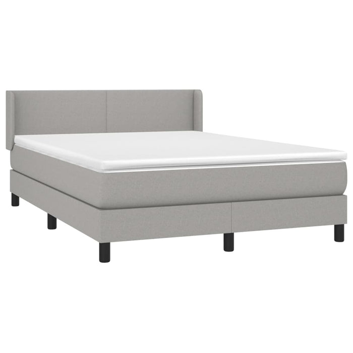 Pat box spring cu saltea, gri deschis, 140x190 cm, textil - WALTI WALTI