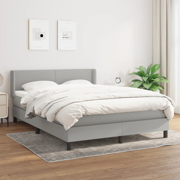 Pat box spring cu saltea, gri deschis, 140x190 cm, textil - WALTI WALTI