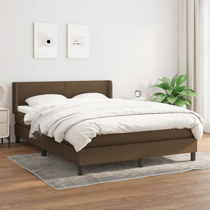 Pat box spring cu saltea, maro închis, 140x200 cm, textil - WALTI WALTI