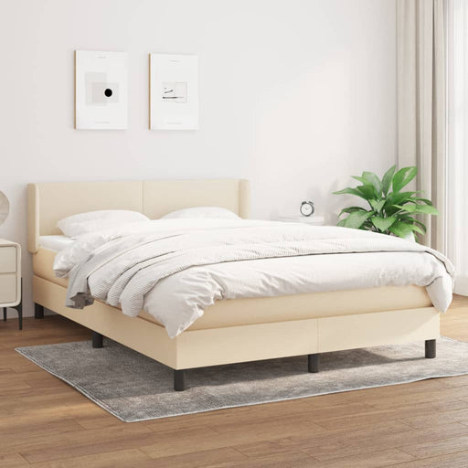 Pat box spring cu saltea, crem, 140x200 cm, textil - WALTI WALTI