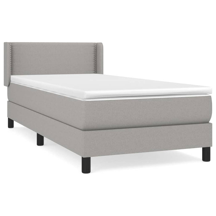 Pat box spring cu saltea, gri deschis, 90x200 cm, textil - WALTI WALTI