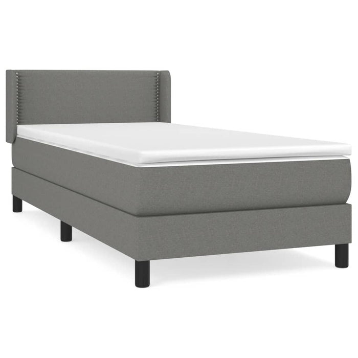 Pat box spring cu saltea, gri închis, 90x200 cm, textil - WALTI WALTI