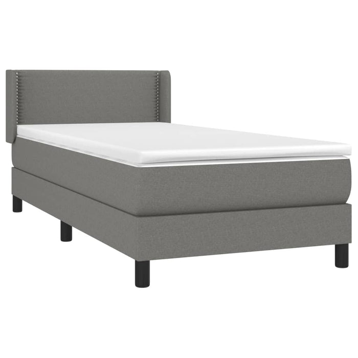 Pat box spring cu saltea, gri închis, 90x200 cm, textil - WALTI WALTI