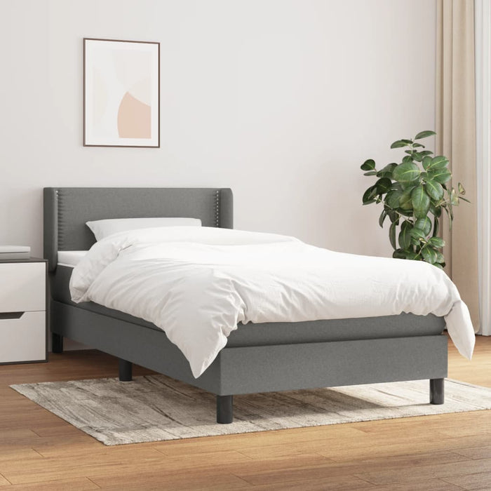 Pat box spring cu saltea, gri închis, 90x200 cm, textil - WALTI WALTI