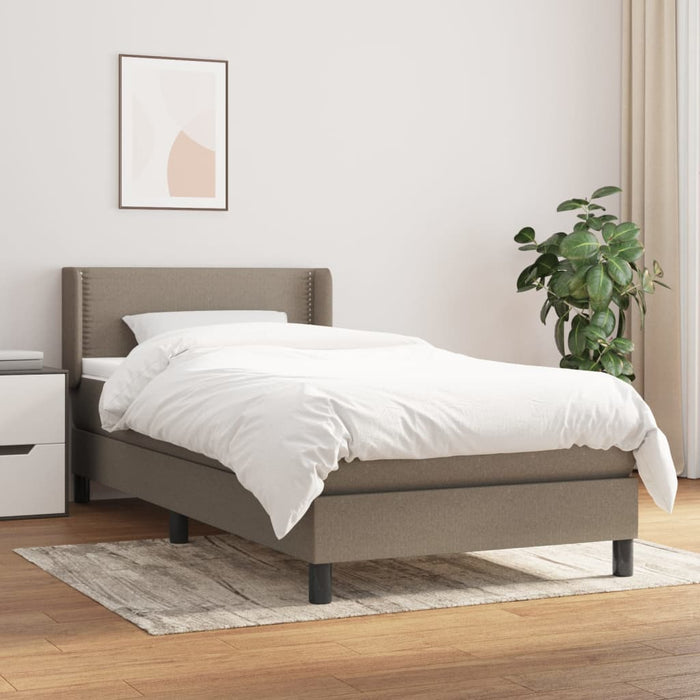 Pat box spring cu saltea, gri taupe, 90x200 cm, textil - WALTI WALTI