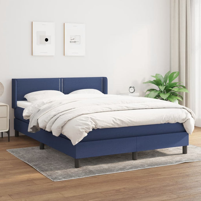 Pat box spring cu saltea, albastru, 140x200 cm, textil - WALTI WALTI