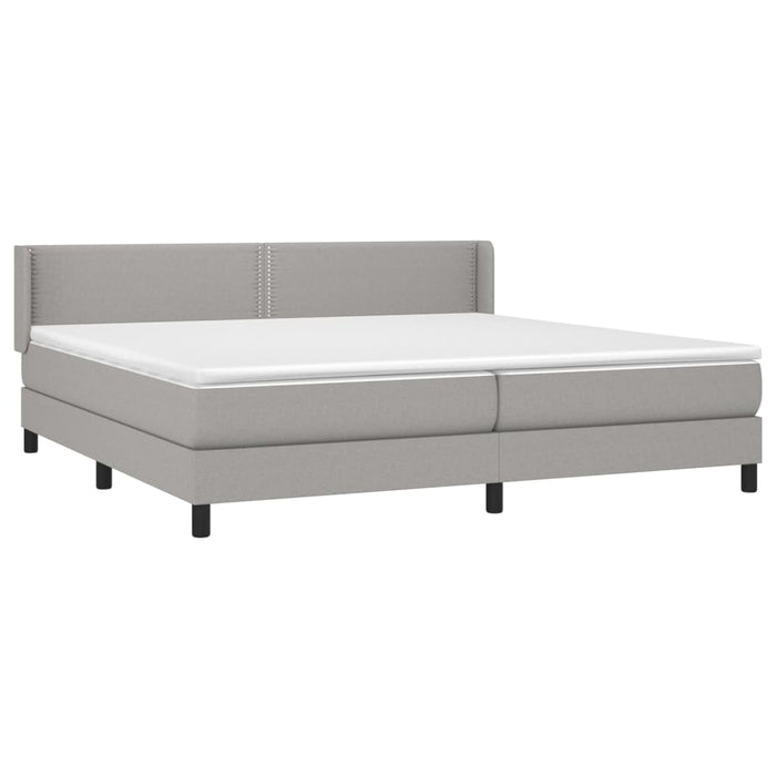 Pat box spring cu saltea, gri deschis, 200x200 cm, textil - WALTI WALTI