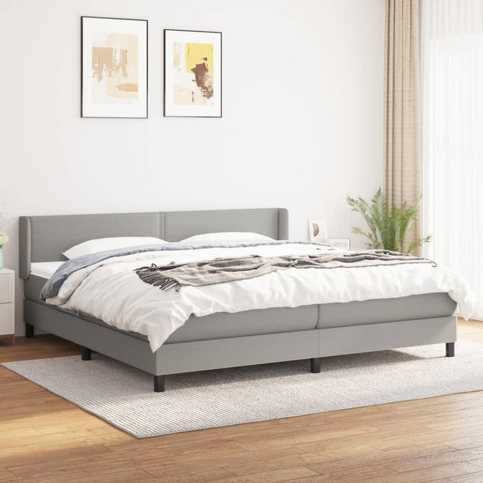 Pat box spring cu saltea, gri deschis, 200x200 cm, textil - WALTI WALTI