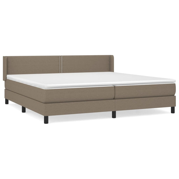 Pat box spring cu saltea, gri taupe, 200x200 cm, textil WALTI