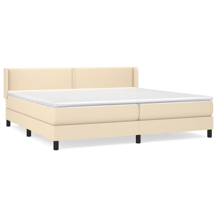 Pat box spring cu saltea, crem, 200x200 cm, textil WALTI