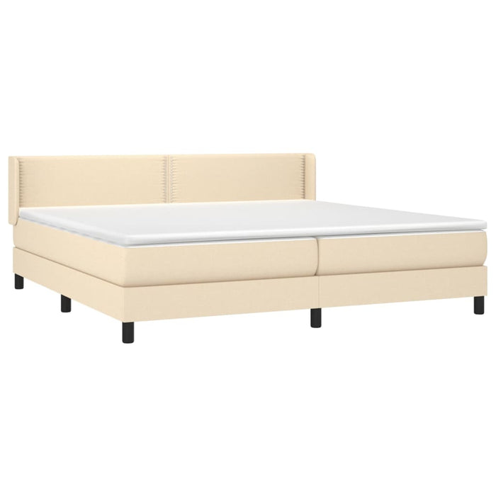 Pat box spring cu saltea, crem, 200x200 cm, textil WALTI