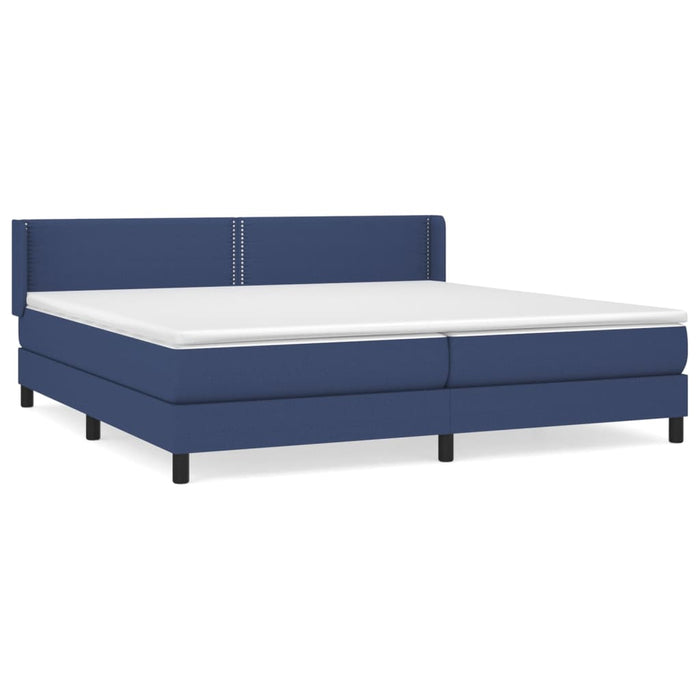 Pat box spring cu saltea, albastru, 200x200 cm, textil - WALTI WALTI
