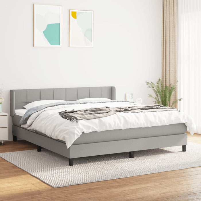 Pat continental cu saltea, gri deschis, 160x200 cm, textil - WALTI WALTI