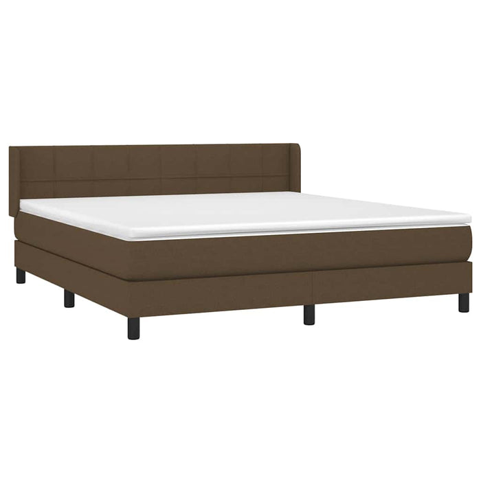 Pat box spring cu saltea, maro închis, 160x200 cm, textil WALTI